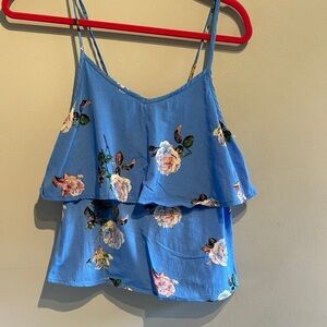 MINKPINK Floral Layered Blue Camisole